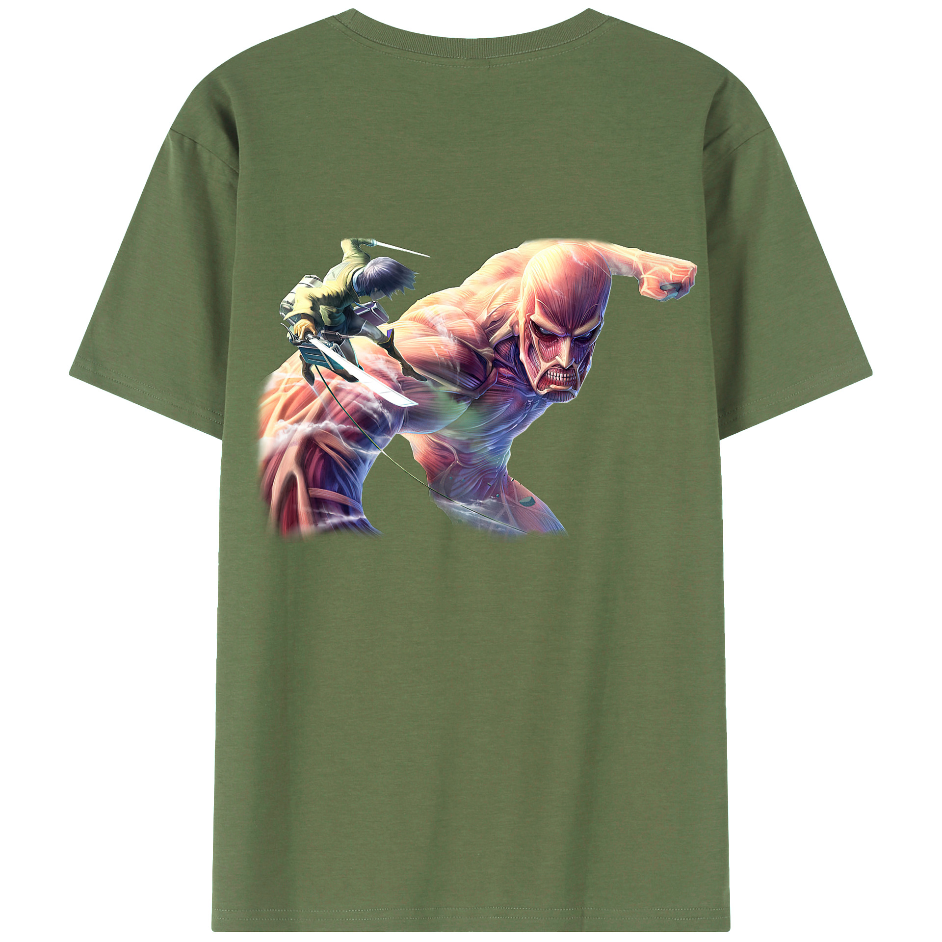（画像用） 進撃の巨人 Attack on Titan 綿100％ メンズ半袖Tシャツ（バックプリント） 通気性